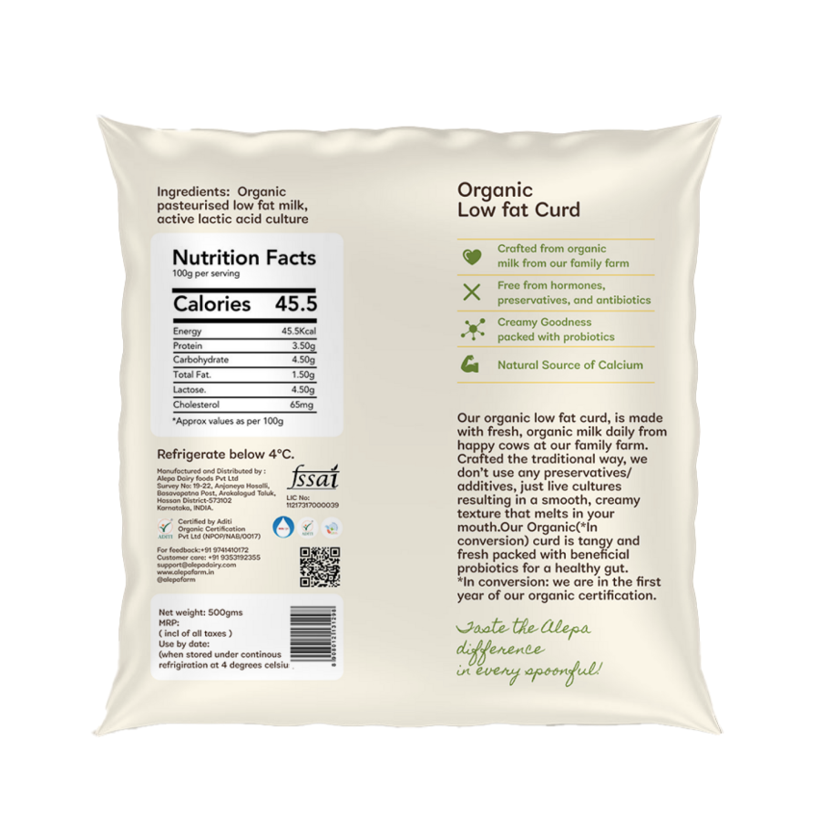 Alepa Organic Low fat Curd